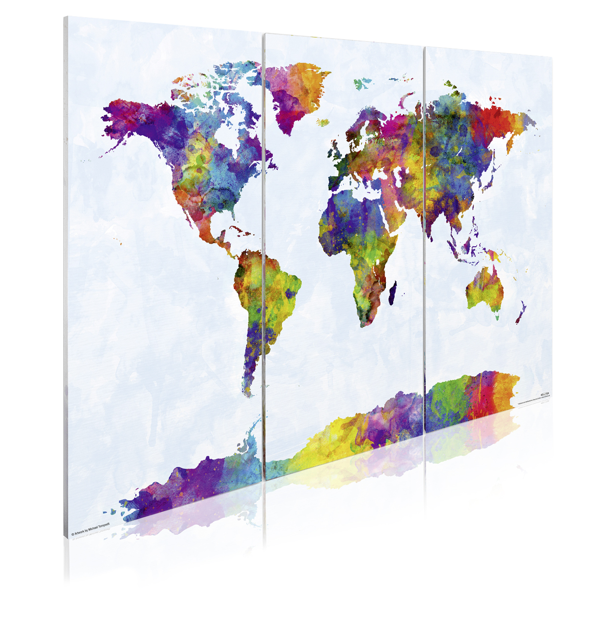 Carte du monde en pièces Michael Trompsett Aquarelles Canvas