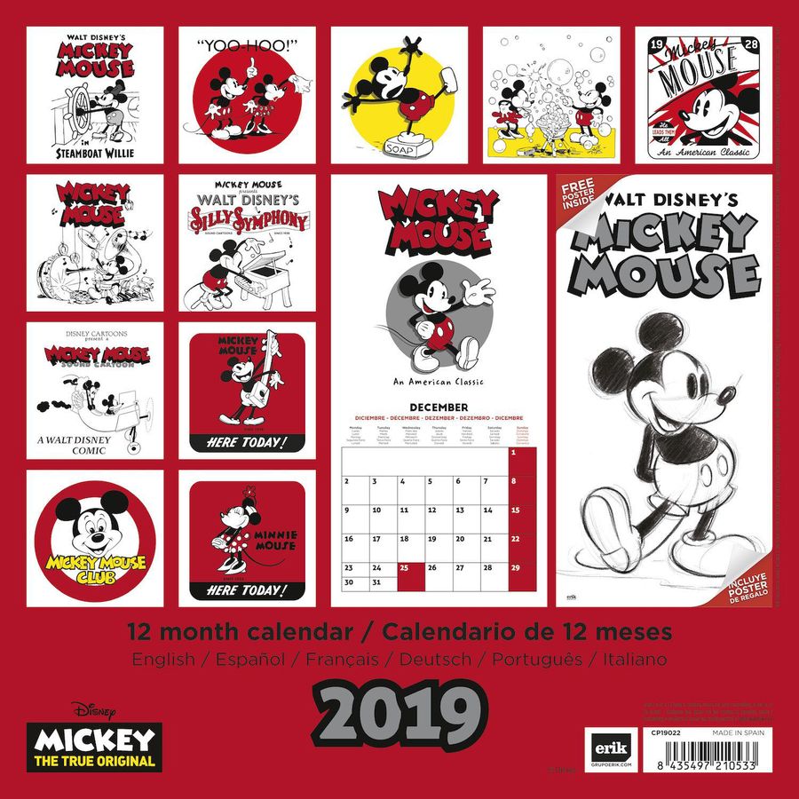 Calendrier 2019 - Disney Mickey Mouse [90e Anniversaire], sur Close Up