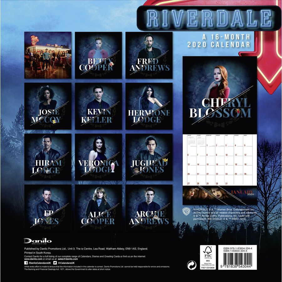 Calendrier 2020 - Riverdale, en vente sur Close Up