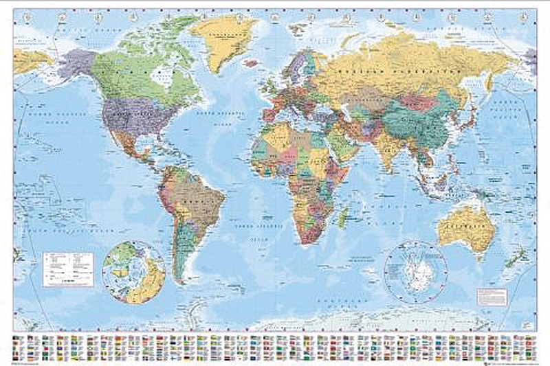 Affiche carte du monde - Affiche du monde Poster XXL avec drapeaux