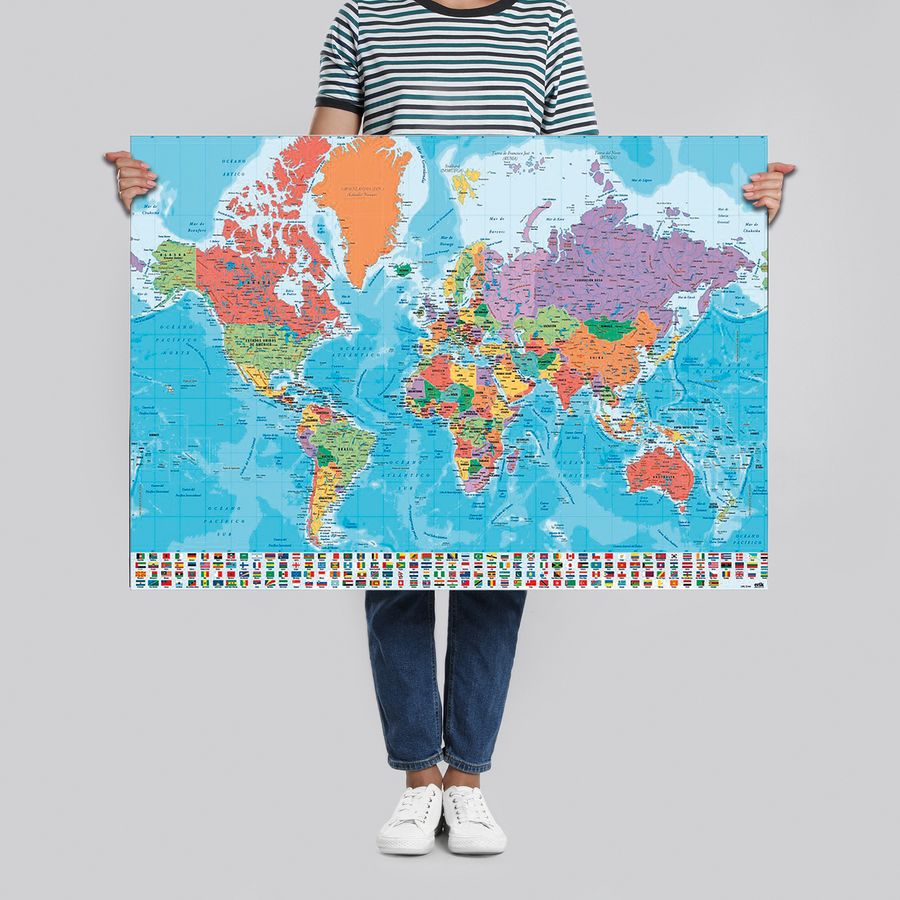 Carte du Monde avec Drapeaux - Top Carte